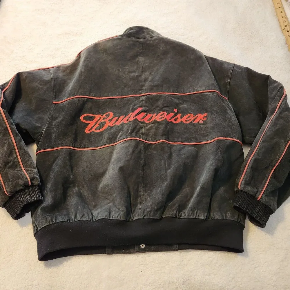 Vintage Dale Earnhardt Jr 8 Chase Authentics Budweiser Mens Leather Jacket Sz XL